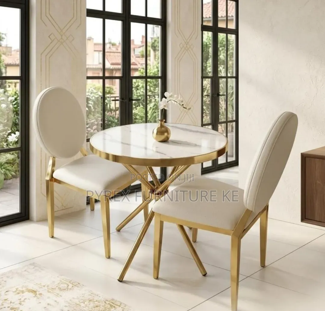 Luxury Round Dining Table With 2 Chairs