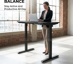 Black 1400mm Powered Adjustable Standing Desk