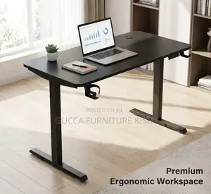 Black 1400mm Powered Adjustable Standing Desk