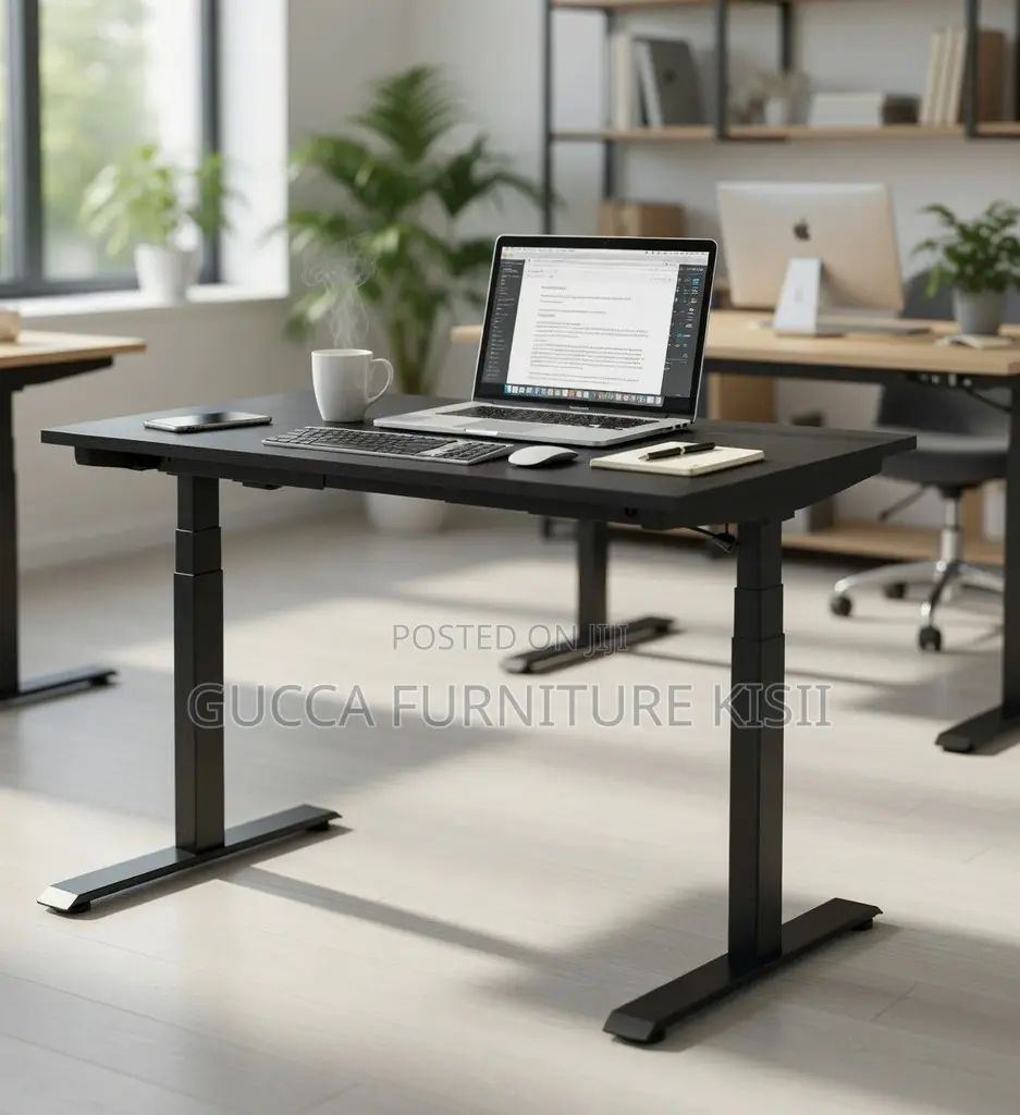 Black 1400mm Powered Adjustable Standing Desk
