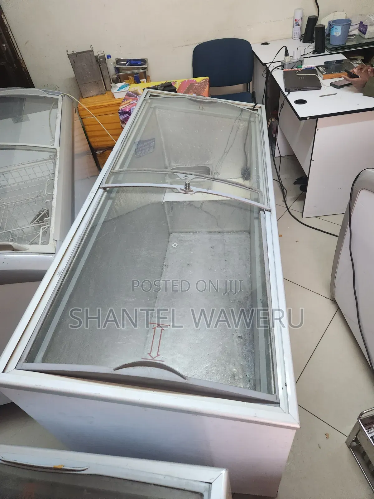 White Working Deep Chest Freezer Display One