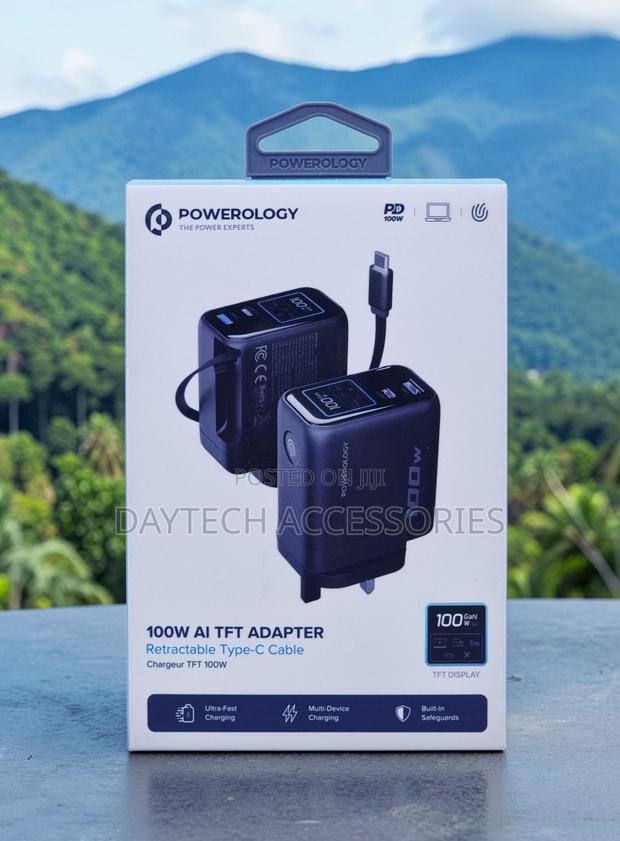 Powerology 100W AI TFT Fast Charging Power Adapter.