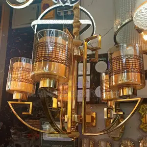 Gold Chandelier Elegant & 5-Light Living Room Ceiling Fixture
