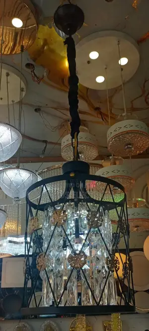 Luxury Modern Crystal Pendant Light & Black Drum Hanging Chandelier