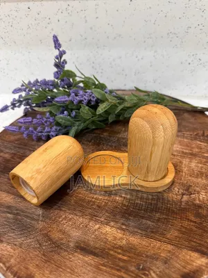 Bamboo Salt and Pepper Shaker Set With Matching Stand - Bz