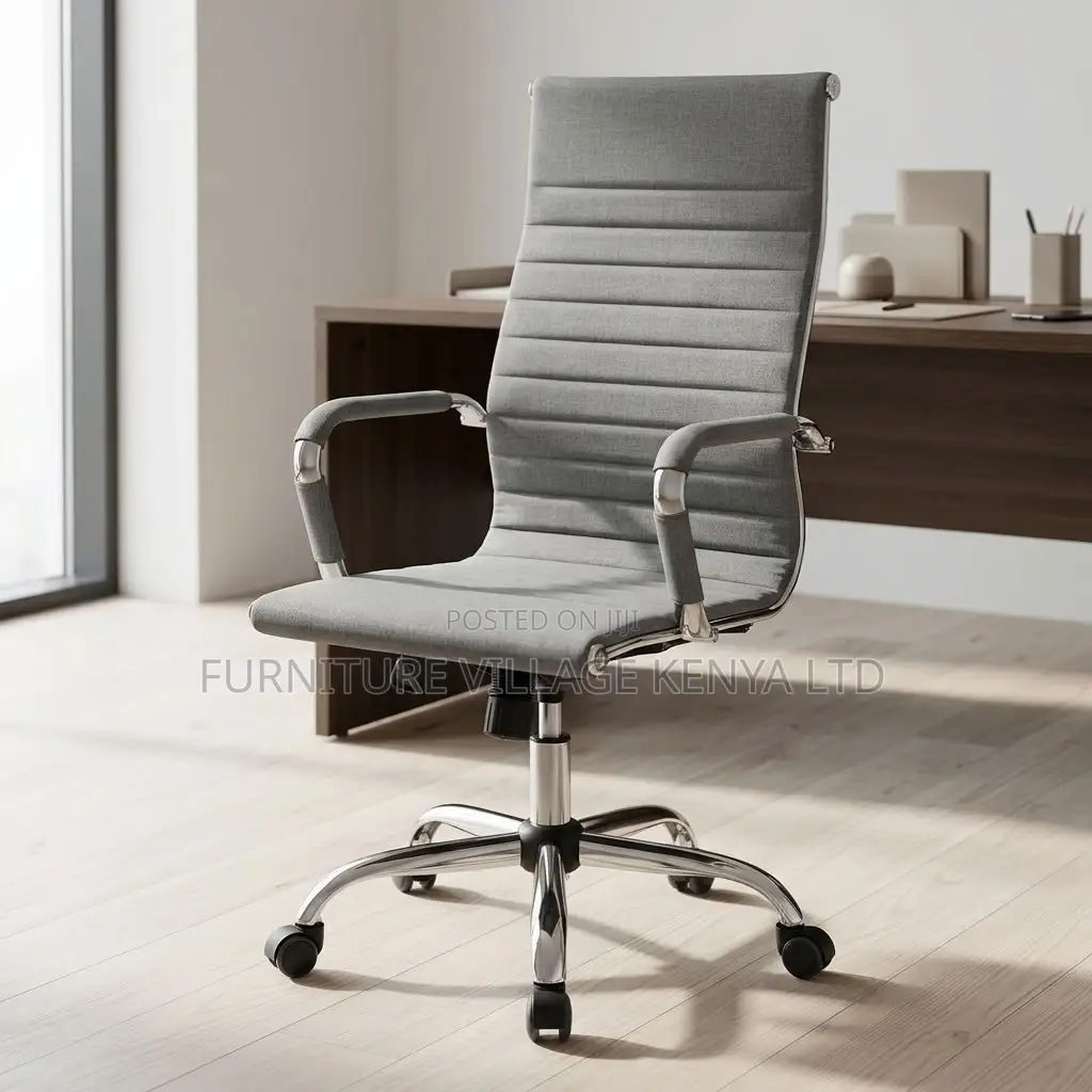 Office Chair; Gray Fabric Computer Office Chair