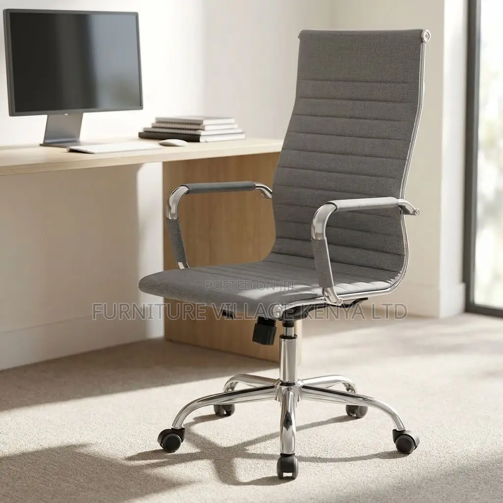 Office Chair; Gray Fabric Computer Office Chair