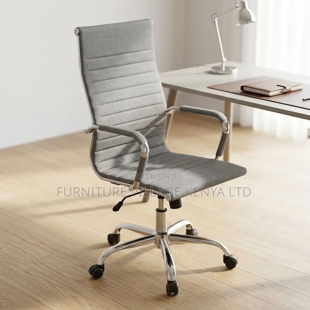 Office Chair; Gray Fabric Computer Office Chair