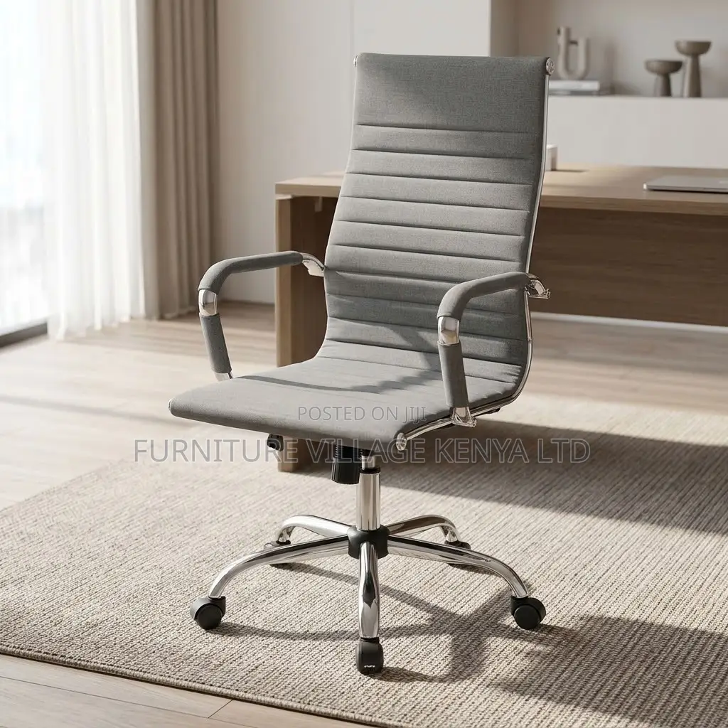 Office Chair; Gray Fabric Computer Office Chair