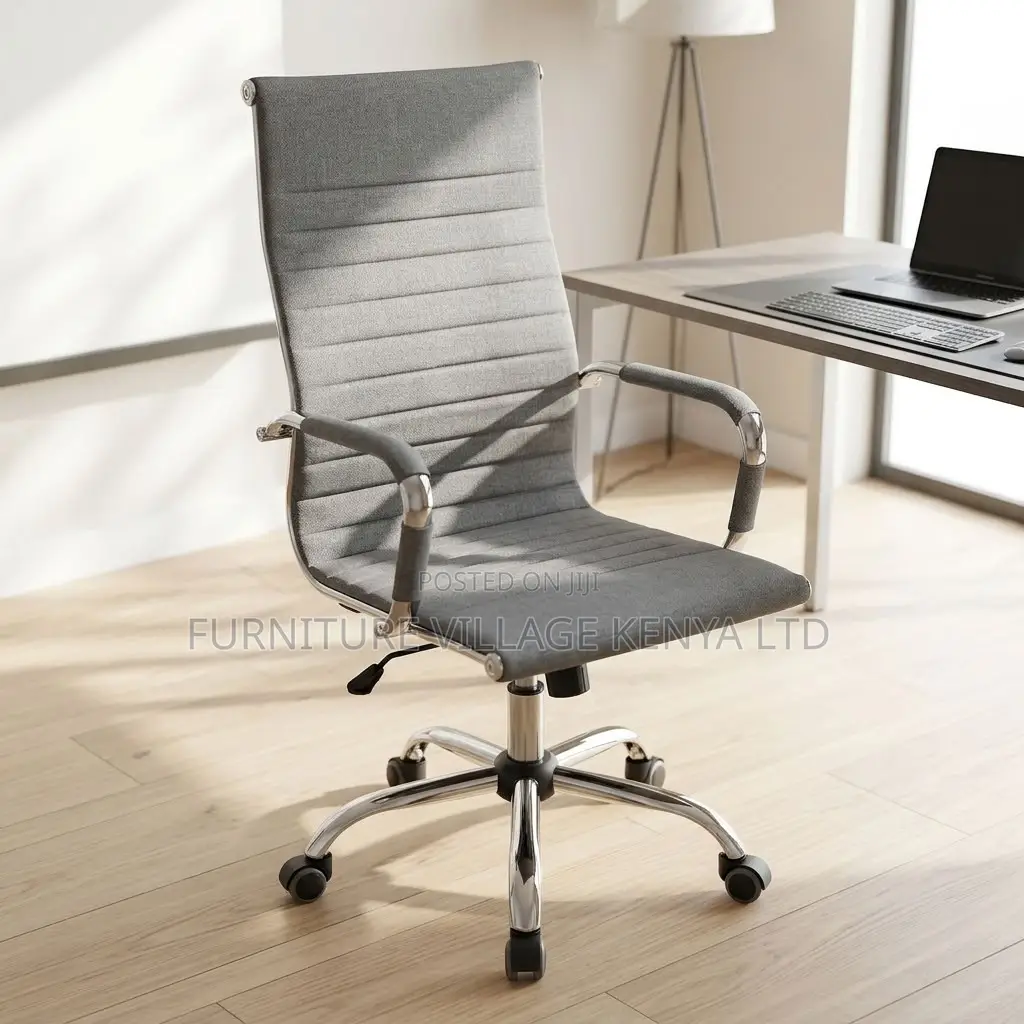 Office Chair; Gray Fabric Computer Office Chair