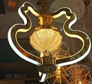 Modern Luxury LED Chandelier Gold Wavy Ring Pendant Light