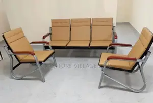 Brown Executive Office Sofa With Metal Arms