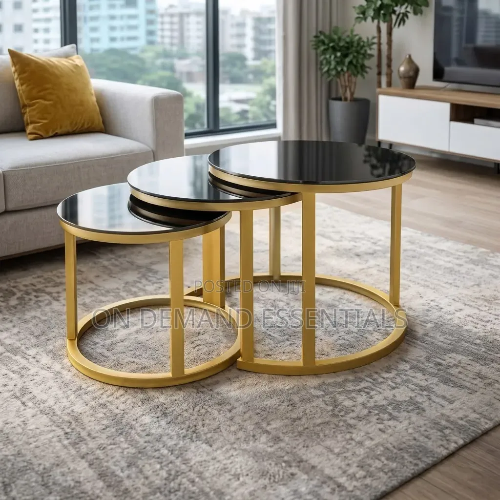 Modern 3 in 1 Round Nesting Coffee Table Set