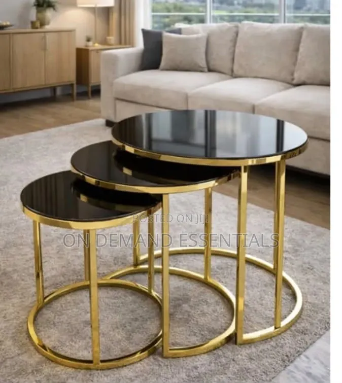 Modern 3 in 1 Round Nesting Coffee Table Set