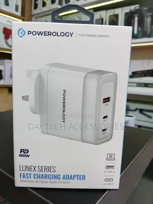 Powerology Lunex Series Fast Charging Adapter PD 100W - White