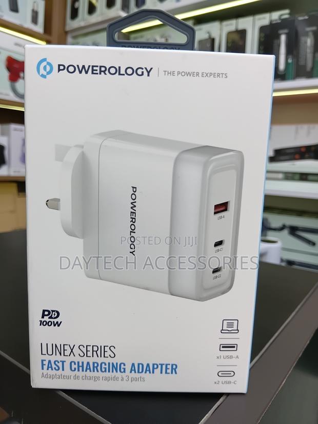 Powerology Lunex Series Fast Charging Adapter PD 100W - White