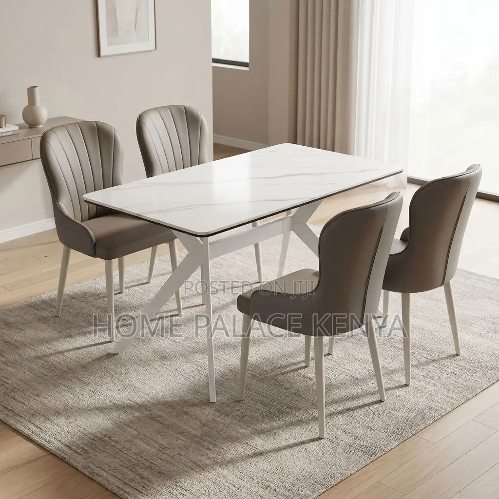 Dining Set; 4-Seater Marble Dining Table Set