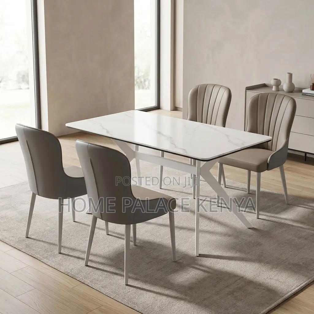 Dining Set; 4-Seater Marble Dining Table Set