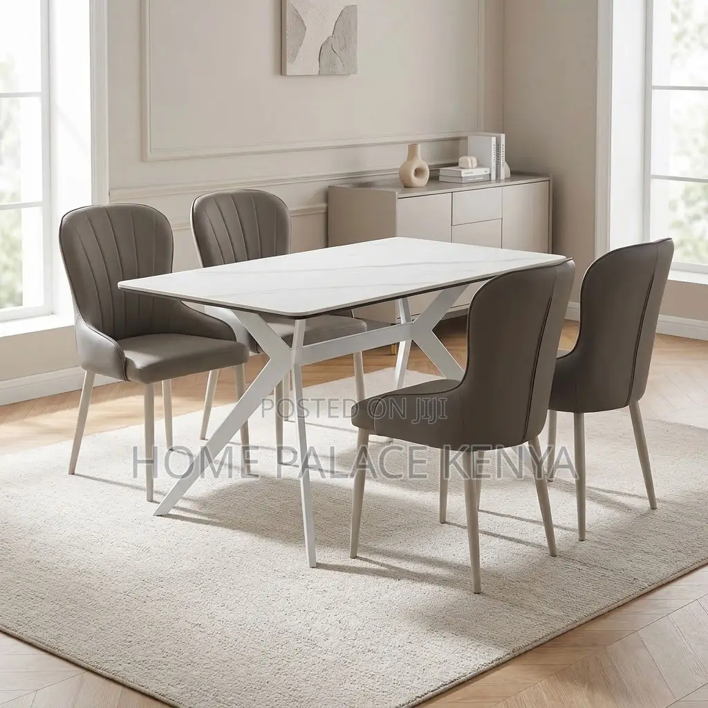 Dining Set; 4-Seater Marble Dining Table Set
