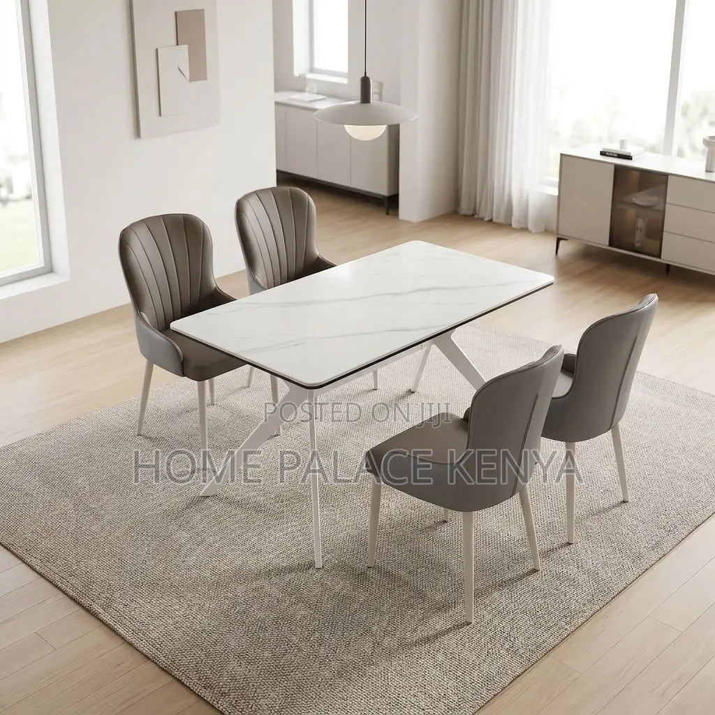 Dining Set; 4-Seater Marble Dining Table Set