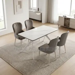Dining Set; 4-Seater Marble Dining Table Set