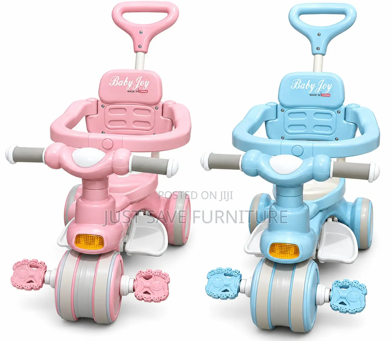 BabyJoy Tricycle With Push Handle, Safety Guard, Backrest and Pedals