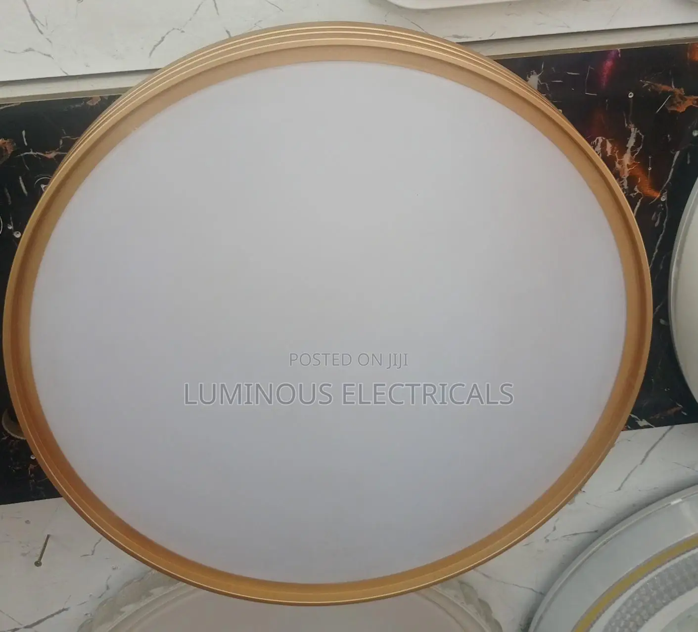 Modern Round LED Ceiling Light & Gold Trim Full Moon Surface Mount
