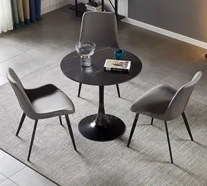 800mm Eames Round Dining Table With Metallic Base
