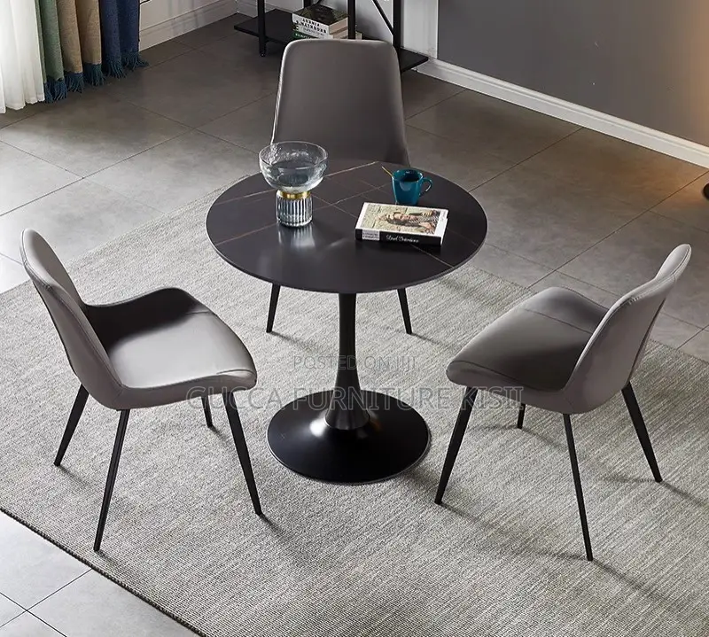 800mm Eames Round Dining Table With Metallic Base