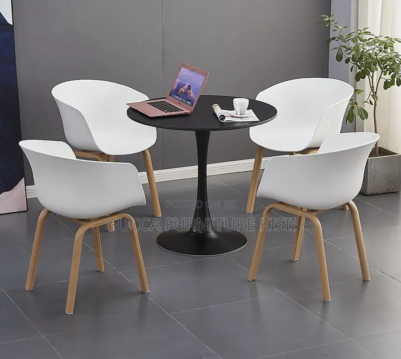 800mm Eames Round Dining Table With Metallic Base