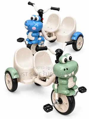 Cartoon Tricycle With Music – Double Seat Pedal Tricycle With Backrest