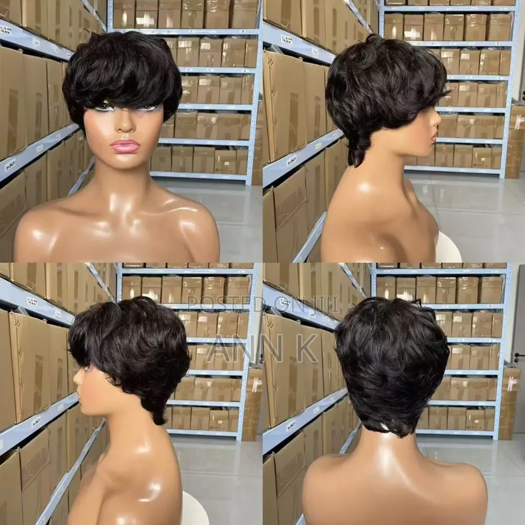 Pixie Cut Curly Human Hair Wig