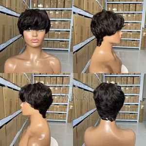 Pixie Cut Curly Human Hair Wig