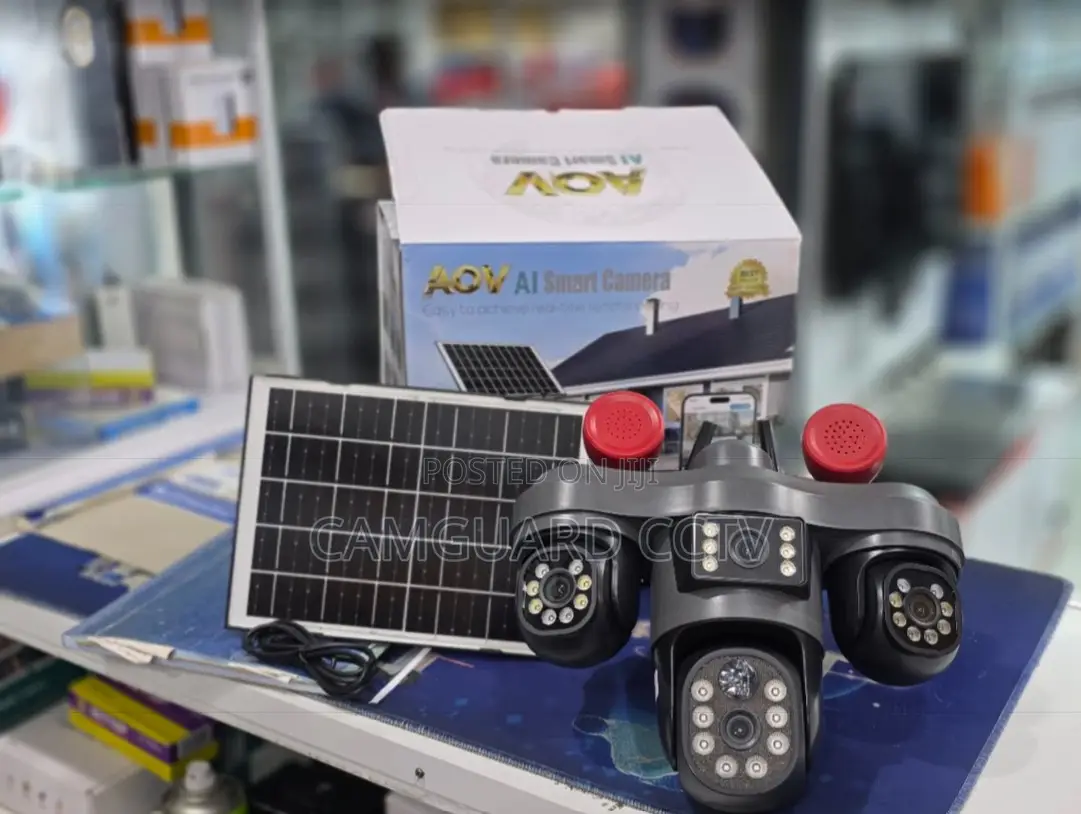 V380 Pro 4G / Wi-Fi Four Lens (3-Screen) Solar Powered PTZ Camera