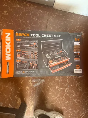 WOKIN 98pcs Tools Chest Set Socket Wrench Mechanic Metal Tray Tool Box