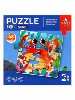3-in-1 Ocean Animal Jigsaw Puzzle 48-Piece Stage-Wise Puzzle