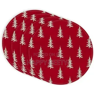 6-Piece White Christmas Tree Round Placemats