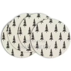6-Piece White Christmas Tree Round Placemats