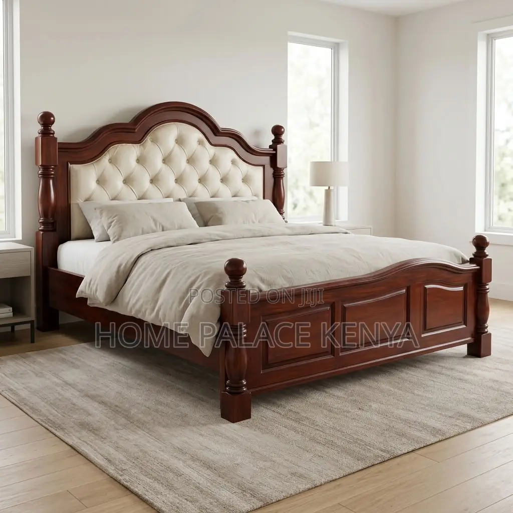 Bed; King Size Mahogany Padded Bed