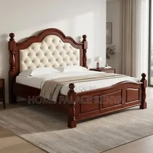 Bed; King Size Mahogany Padded Bed