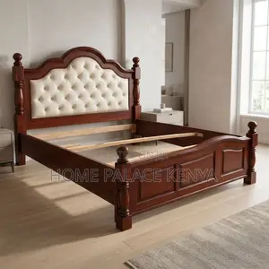 Bed; King Size Mahogany Padded Bed