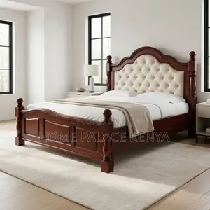 Bed; King Size Mahogany Padded Bed