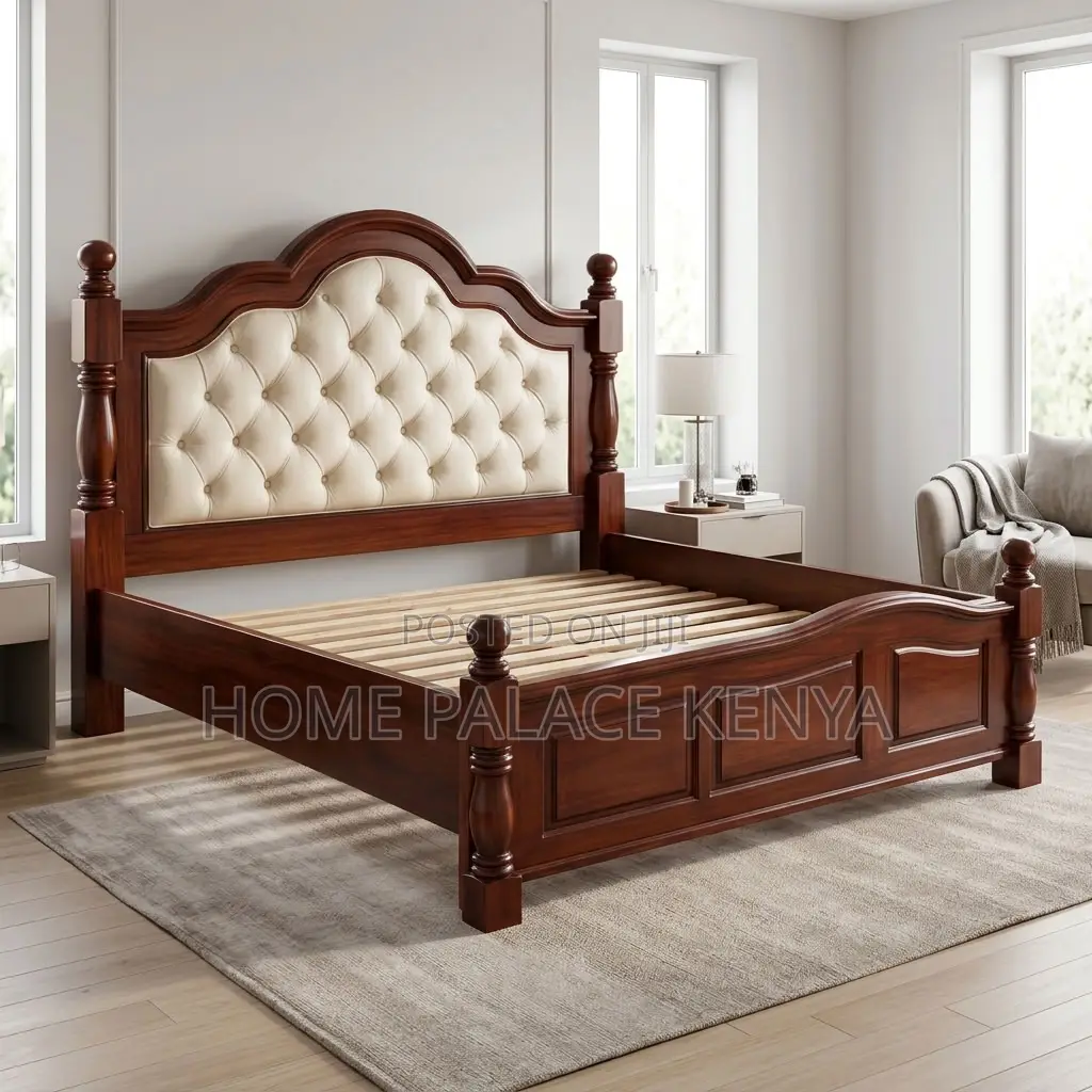 Bed; King Size Mahogany Padded Bed