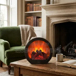 Fireplace Lantern Flame Effect Decorative Desk Table Lamp LED