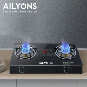 Ailyons Glass Table Top 2 Burner-Black