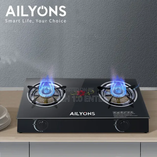 Ailyons Glass Table Top 2 Burner-Black