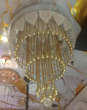 Modern Cascading Gold Teardrop Crystal Chandelier & Bluetooth Speaker