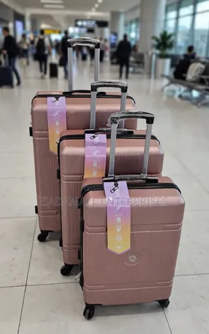 3 in 1 Fibre Suitcase Rose Gold Set Size 4 - 3pcs - New