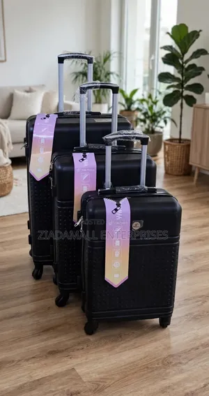 3 in 1 Fibre Suitcase Set BLACK Size 4 - 63 57 48cm - New