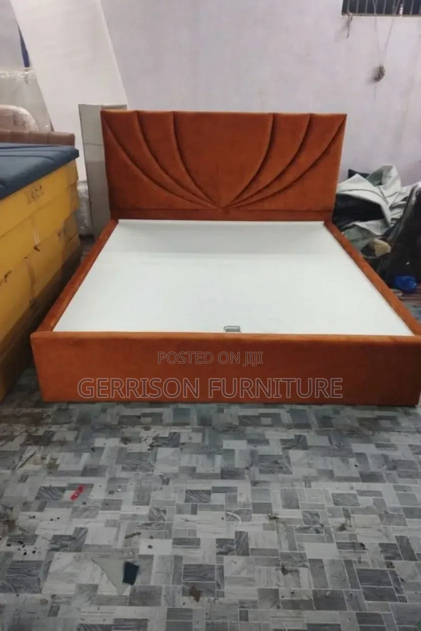 5x6 Burnt Orange Sunburst Velvet Bed Frame